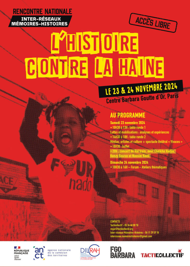 L'Histoire contre la haine- Visuel Rencontre IRMH-Tactikollectif 23-24 novembre 2024